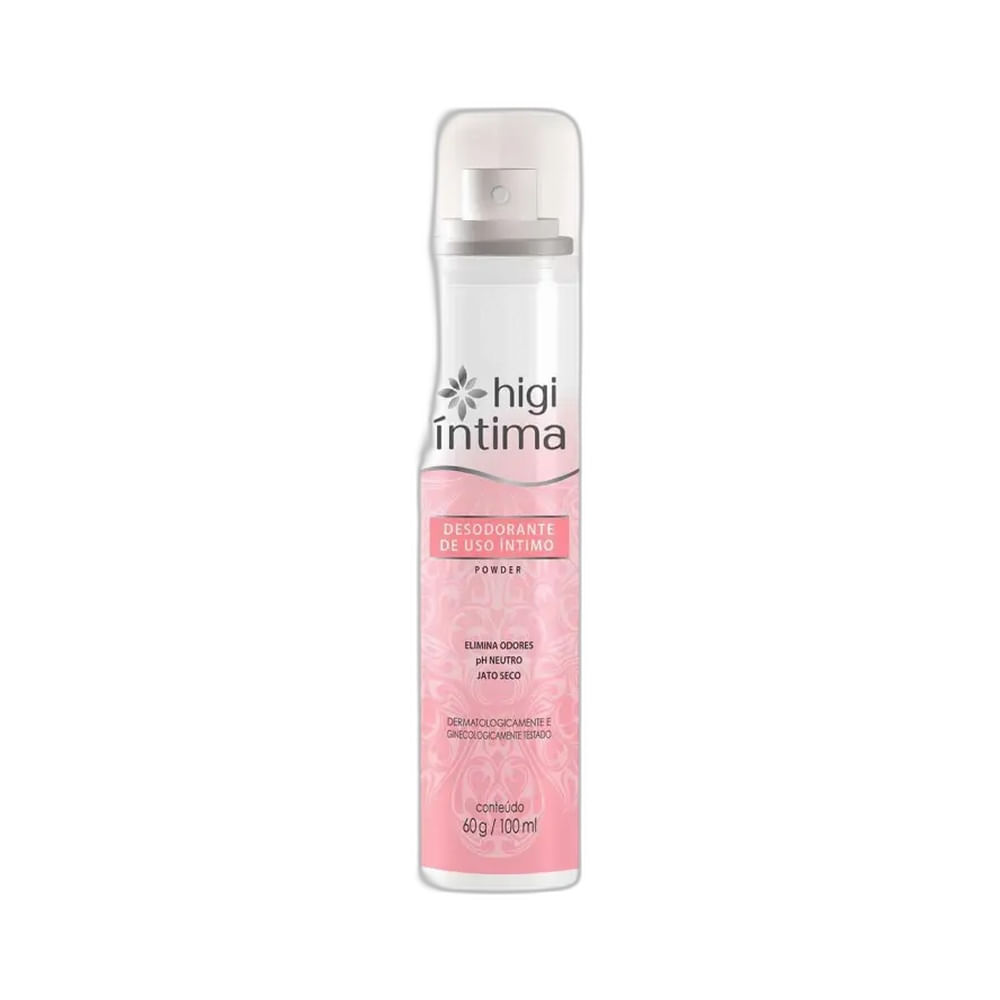 Desodorante íntimo Daxx Higi Íntima Powder em embalagem spray 100ml